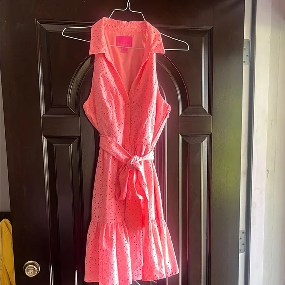 Pink Sleeveless Eyelet Dress - Picture 3 of 3